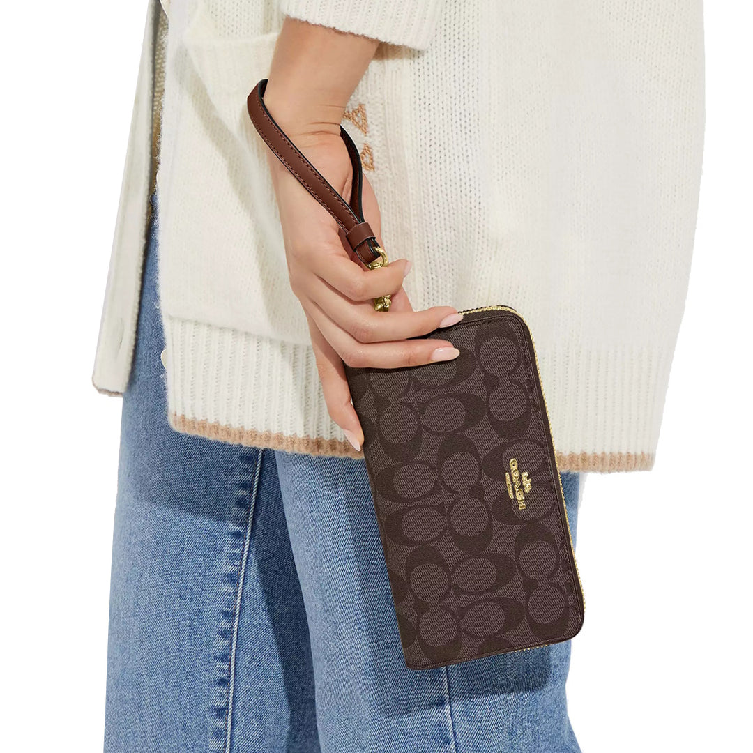 Buy Coach Long Zip Around Wallet In Signature Canvas in Brown 