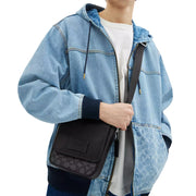 Model Wearing Coach Lucas Crossbody Bag In Signature Jacquard - Charcoal/ Black CAT13