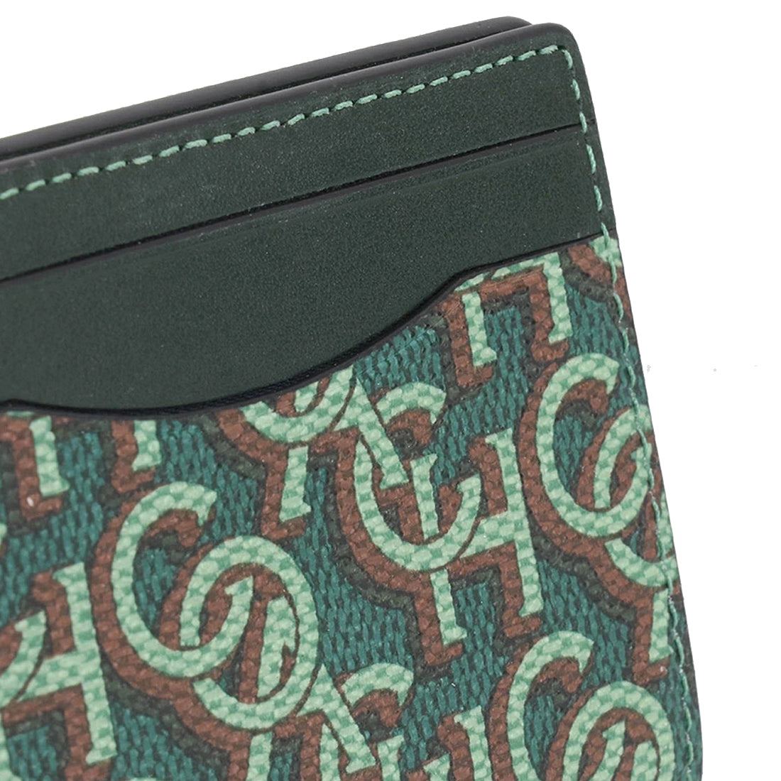 Coach Card Case With Coach Monogram Print in Amazon Green CF1
