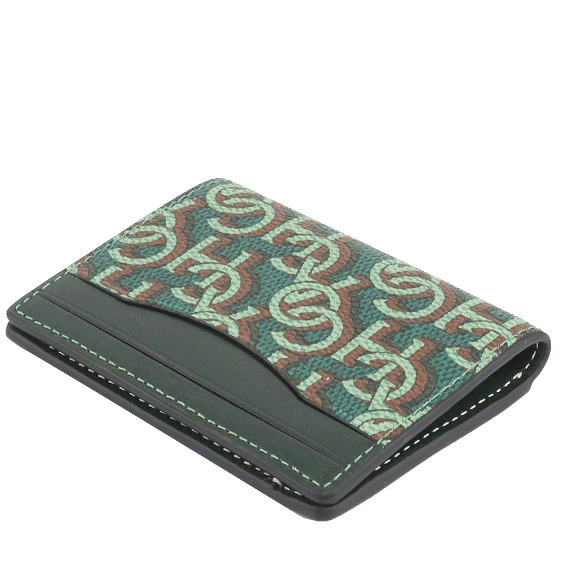 Coach Card Case With Coach Monogram Print in Amazon Green CF1