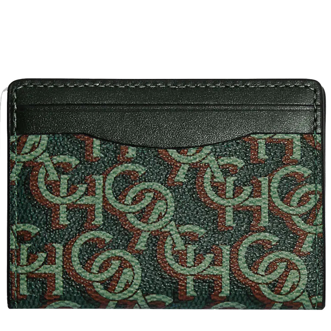 Coach Card Case With Coach Monogram Print in Amazon Green CF1