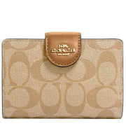 Coach Medium Corner Zip Wallet in Signature Canvas in Light Khaki/ Light Saddle C0082