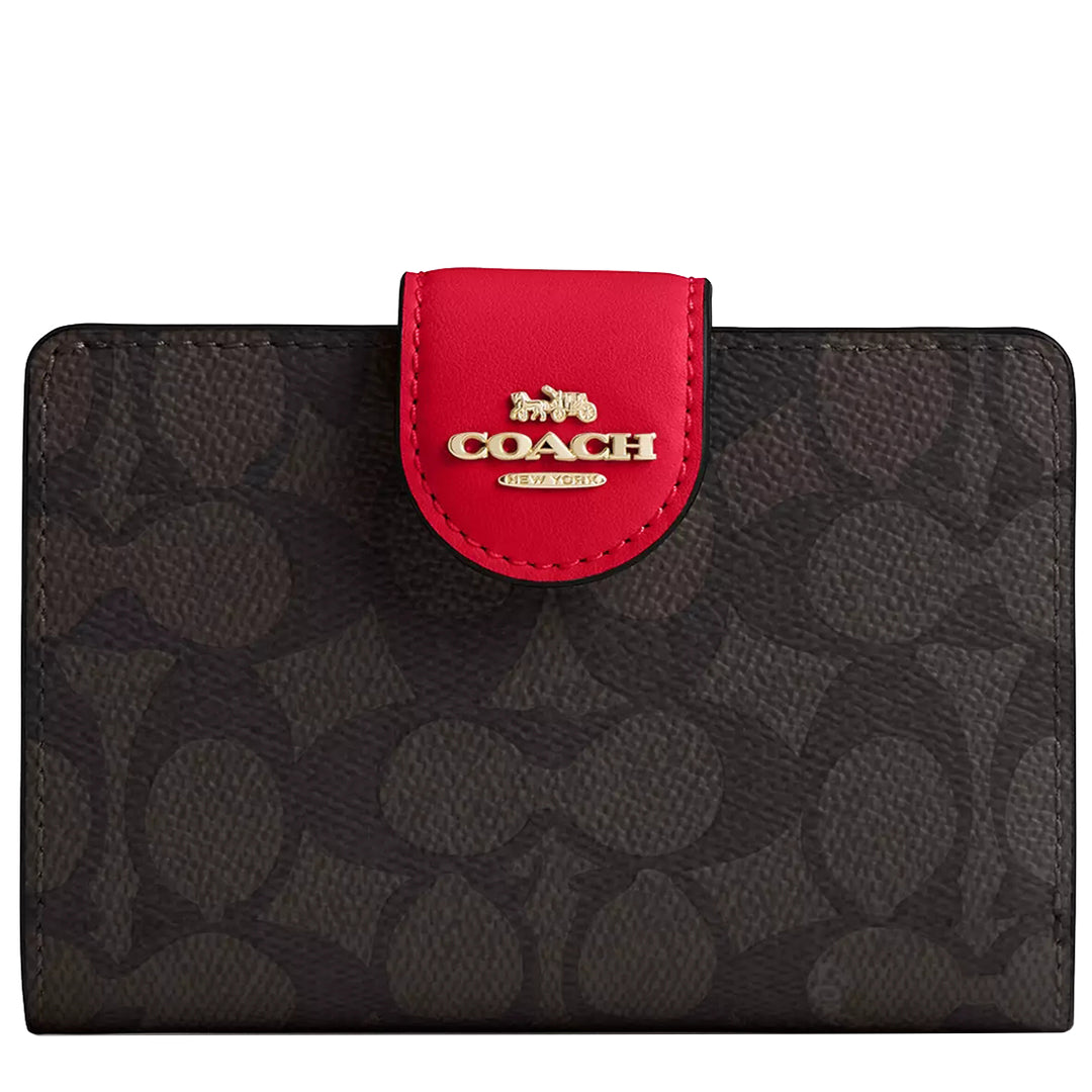 Buy Coach Medium Corner Zip Wallet In Signature Canvas in Walnut