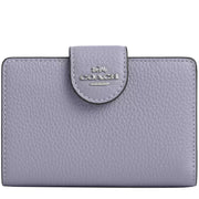 Front View of Coach Medium Corner Zip Wallet- Mist CBO41