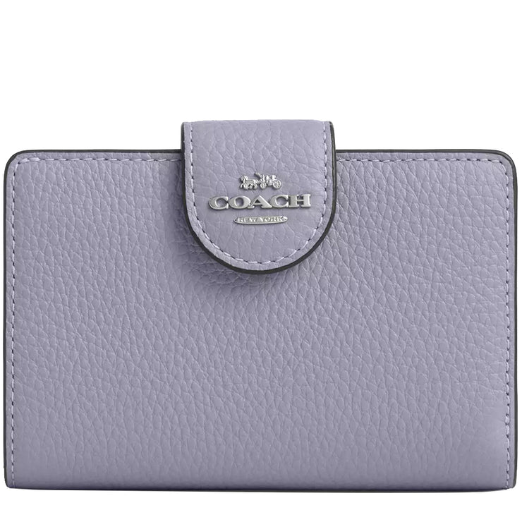 Front View of Coach Medium Corner Zip Wallet- Mist CBO41