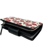 Flat Lay View of Coach Medium Corner Zip Wallet With Floral Print - Chalk/ Black Multi CBO38