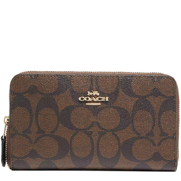 Buy Coach Medium Id Zip Wallet In Signature Canvas in Brown Black 88913 Online in Singapore | PinkOrchard.com