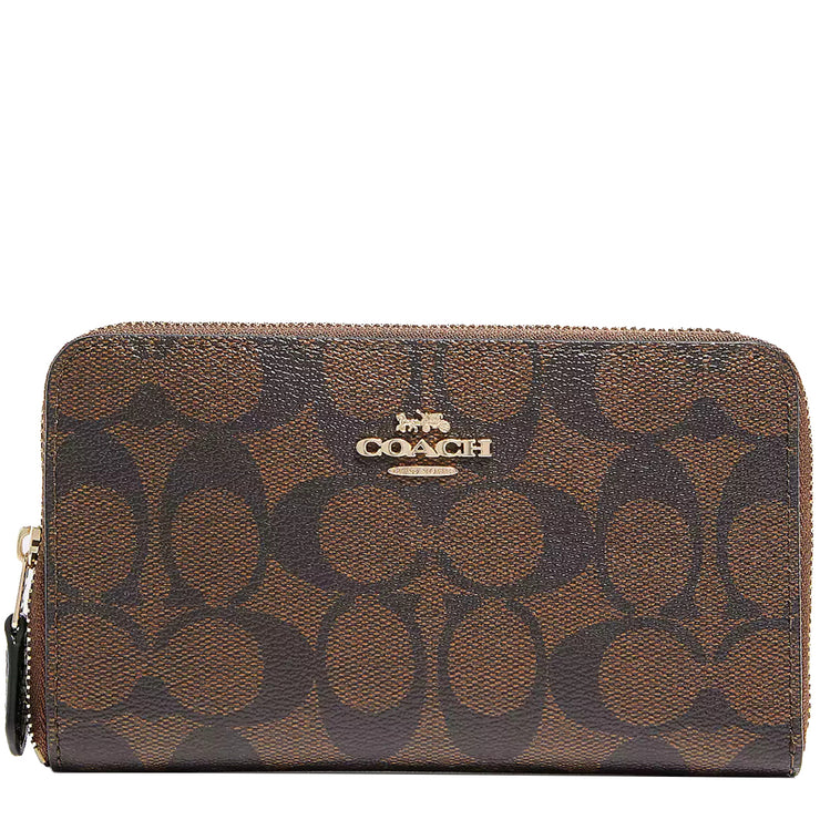 Buy Coach Medium Id Zip Wallet In Signature Canvas in Brown Black 88913 Online in Singapore | PinkOrchard.com
