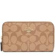 Buy Coach Medium Id Zip Wallet In Signature Canvas in Khaki Saddle 2 88913 Online in Singapore | PinkOrchard.com