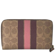 Back View of Coach Medium Id Zip Wallet In Signature Canvas With Varsity Stripe - Tan Multi CBO79