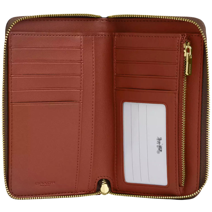 Interior View of Coach Medium Id Zip Wallet In Signature Canvas With Varsity Stripe - Tan Multi CBO79