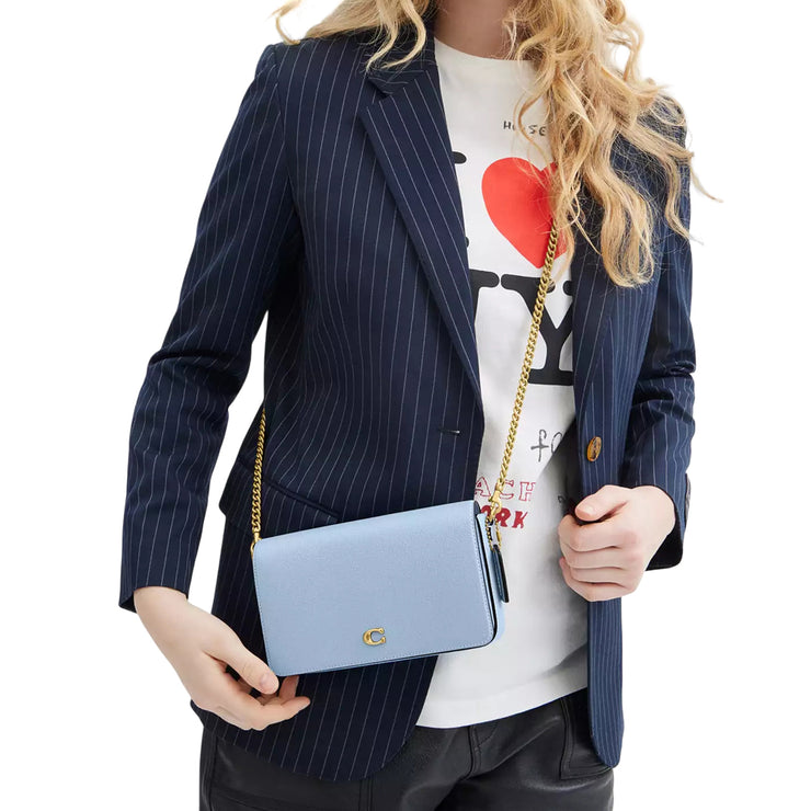 Model Wearing Coach Mila Crossbody Bag - Bluebell CAO01