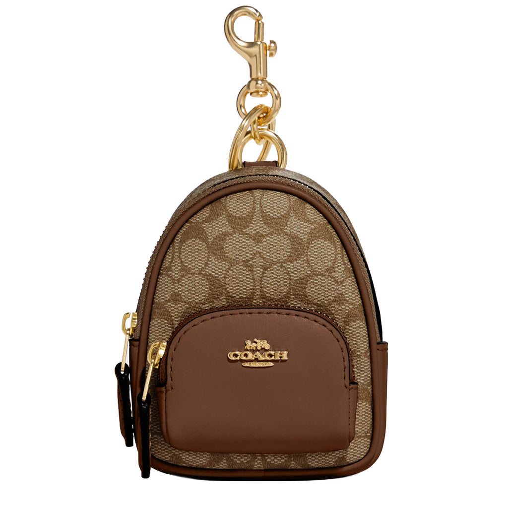 coach backpack f77688 Buy Coach Mini Court Backpack Bag Charm In Signature Canvas in Khaki Saddle C7803 Online in Singapore