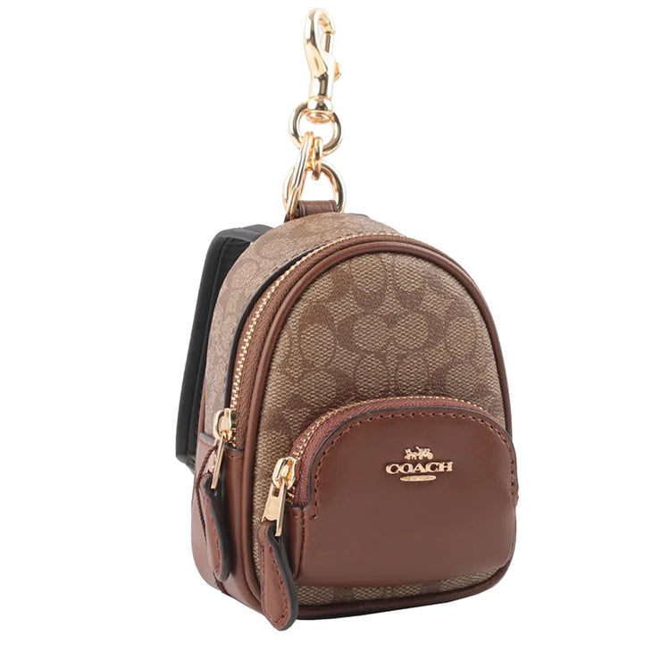 Buy Coach Mini Court Backpack Bag Charm In Signature Canvas in Khaki Saddle C7803 Online in