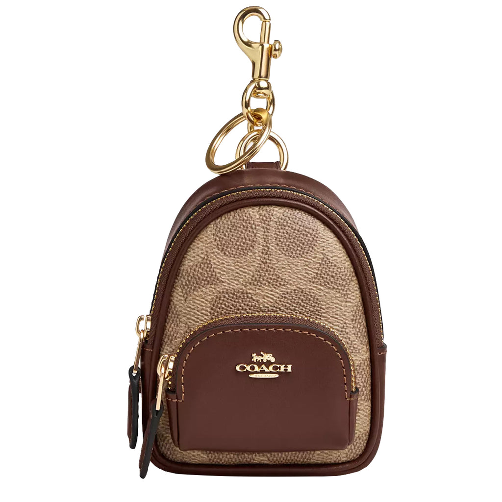Buy Coach Mini Court Backpack Bag Charm In Signature Canvas in Tan/ Brown CX066 Online in Singapore