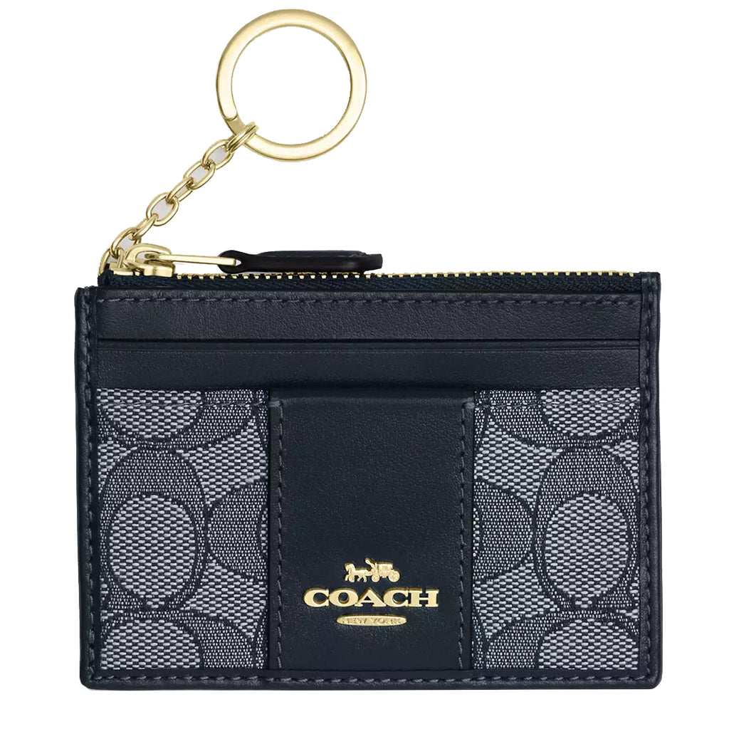 Buy Coach Mini Id Skinny In Signature Jacquard in Navy/ Midnight
