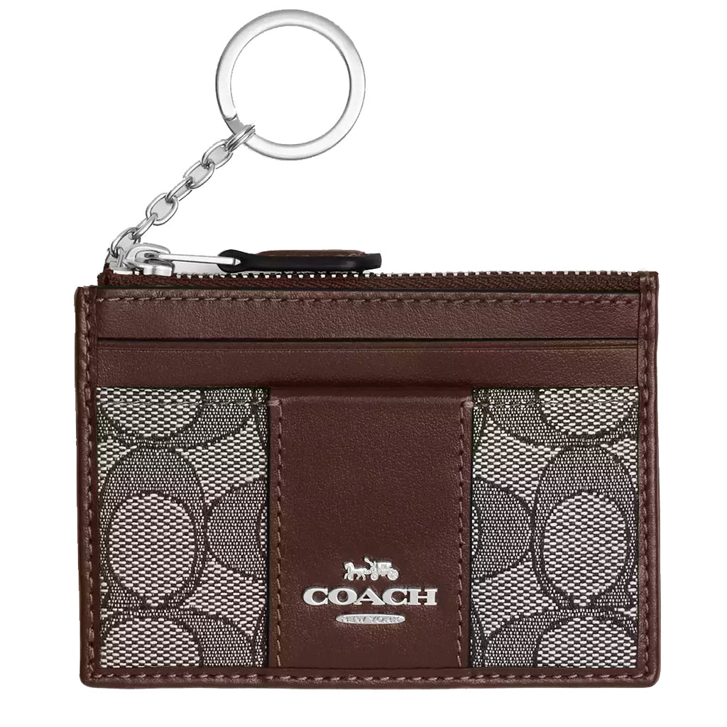 Buy Coach Mini Id Skinny In Signature Jacquard in Oak Maple CU988