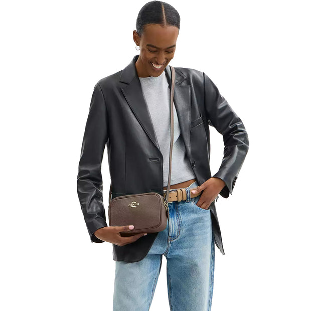 Model Wearing Coach Mini Jamie Camera Bag - Dark Stone CQ875