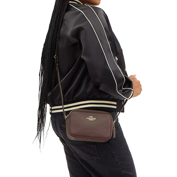 Model Wearing Coach Mini Jamie Camera Bag - Dark Stone CQ875