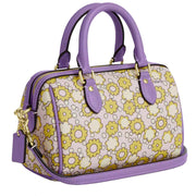 Back View Coach Mini Rowan Crossbody Bag With Floral Print - Lilac Multi CBM69