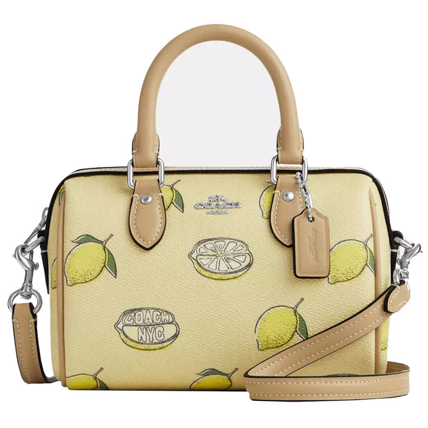 Front View of Coach Mini Rowan Crossbody Bag With Lemon Print - Garden Glade Multi CAL19
