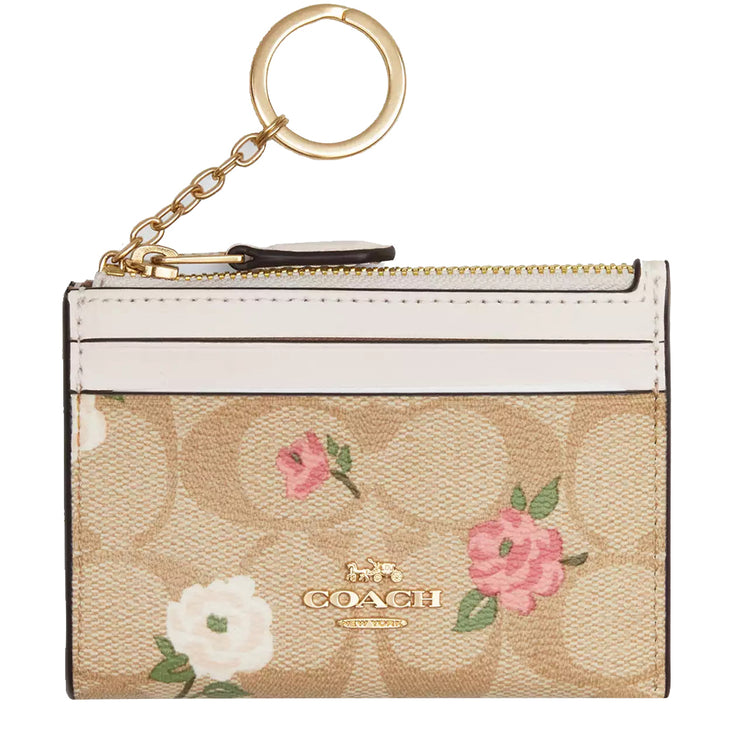 Buy Coach Mini Skinny Id Case In Signature Canvas With Floral Print in Light Khaki Chalk Multi CR972 Online in Singapore | PinkOrchard.com