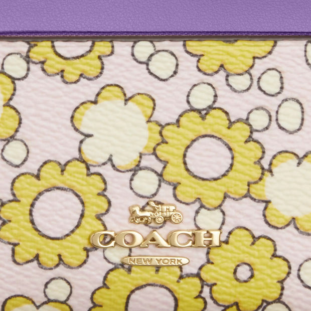 Closeup of Coach Mini Skinny Id Case With Floral Print - Lilac Multi CBL74