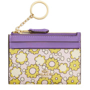 Front View of Coach Mini Skinny Id Case With Floral Print - Lilac Multi CBL74