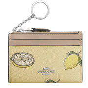 Front View of Coach Mini Skinny Id Case With Lemon Print - Garden Glade Multi CAR18