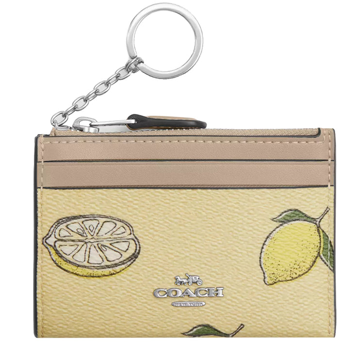 Front View of Coach Mini Skinny Id Case With Lemon Print - Garden Glade Multi CAR18