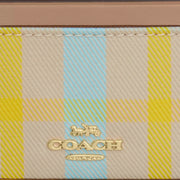 Closeup of Coach Mini Skinny Id Case With Plaid Print - Bright Maize Multi CBL88