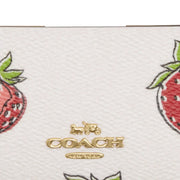 Closeup of Coach Mini Skinny Id Case With Strawberry Print - Chalk Multi CAR17