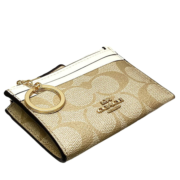 Coach Mini Skinny Id Case In Signature Canvas in Light Khaki/ Chalk 88208