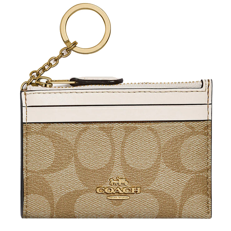 Coach Mini Skinny Id Case In Signature Canvas in Light Khaki/ Chalk 88208