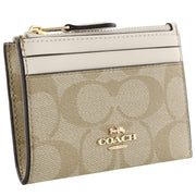 Coach Mini Skinny Id Case In Signature Canvas in Light Khaki/ Chalk 88208