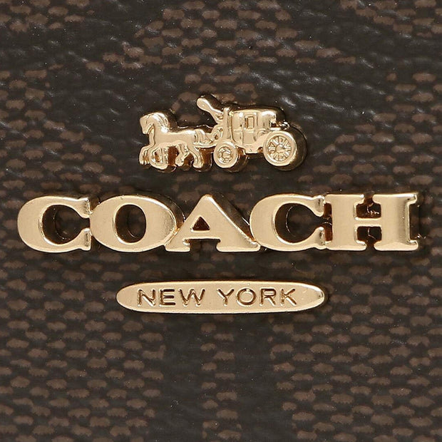 Coach Mini Skinny Id Case In Signature Canvas in Brown/ 1941 Red 88208