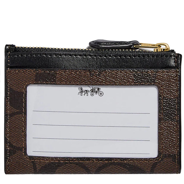 Coach Mini Skinny Id Case In Signature Canvas in Brown/ Black 88208