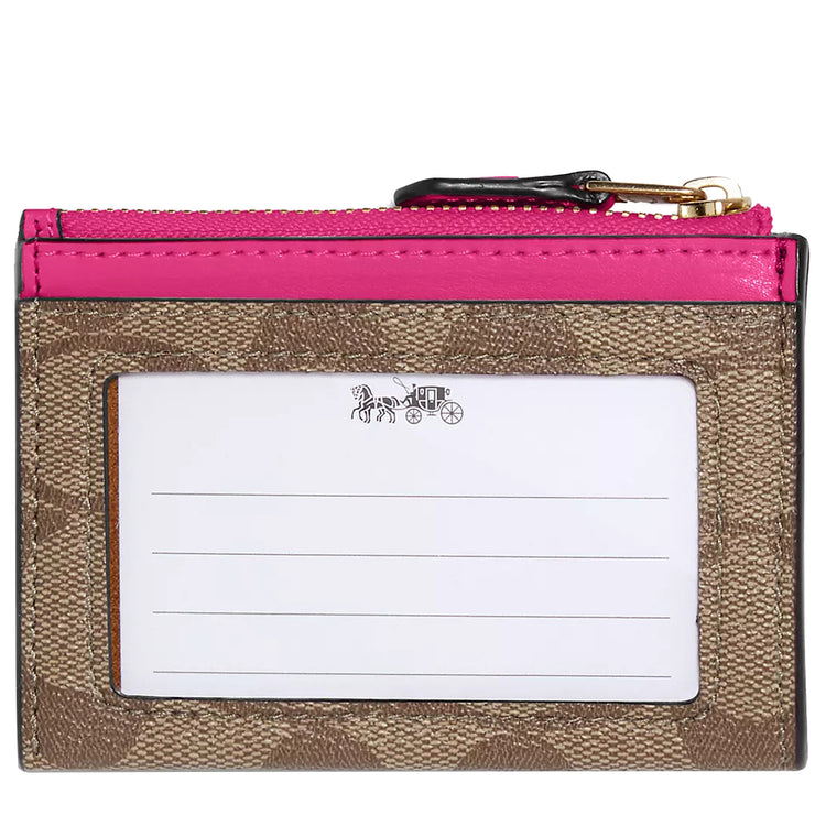 Buy Coach Mini Skinny Id Case In Signature Canvas in Khaki/Cerise 88208 Online in Singapore | PinkOrchard.com