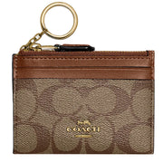 Coach Mini Skinny Id Case In Signature Canvas in Khaki/ Saddle 2 88208