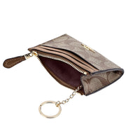 Coach Mini Skinny Id Case In Signature Canvas in Khaki/ Saddle 2 88208