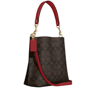 Coach Mollie Bucket Bag 22 In Signature Canvas in Brown/ 1941 Red CA582