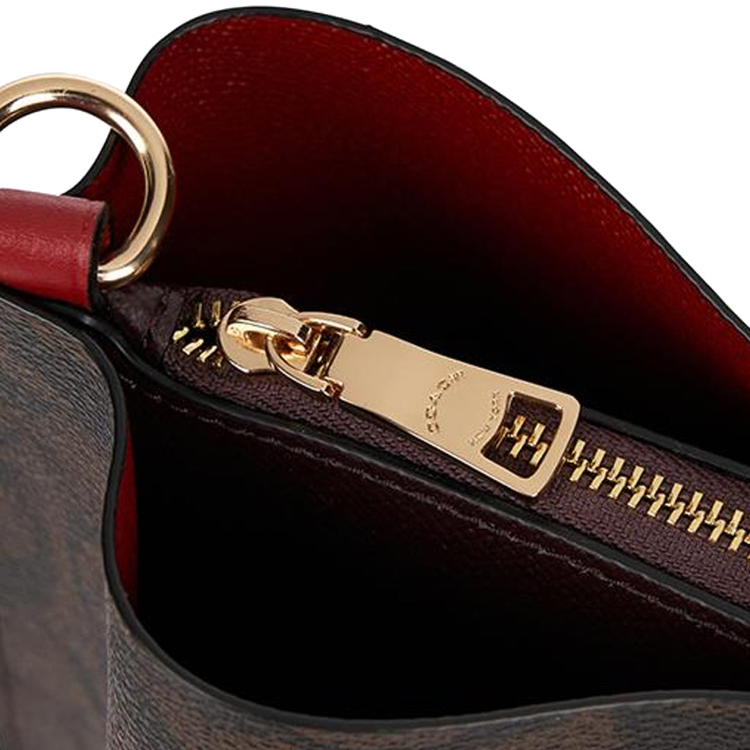 Coach Mollie Bucket Bag 22 In Signature Canvas in Brown/ 1941 Red