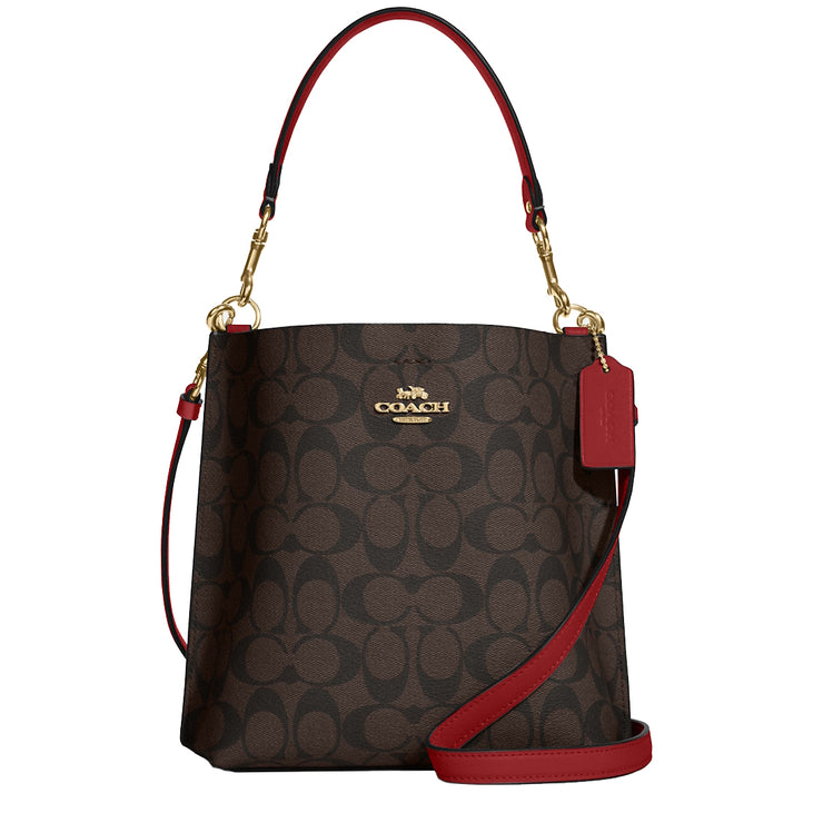 Coach Mollie Bucket Bag 22 In Signature Canvas in Brown/ 1941 Red CA582