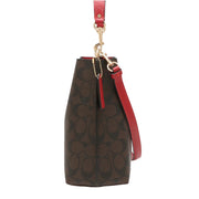 Coach Mollie Bucket Bag 22 In Signature Canvas in Brown/ 1941 Red CA582