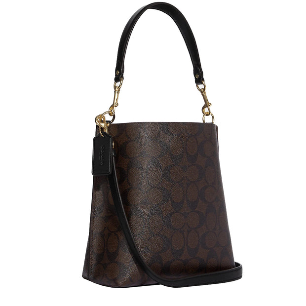 Coach Mollie Bucket Bag 22 In Signature Canvas in Brown/ Black CA582