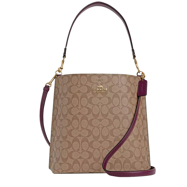 Buy Coach Mollie Bucket Bag In Signature Canvas in Khaki/ Deep Berry CA561 Online in Singapore | PinkOrchard.com