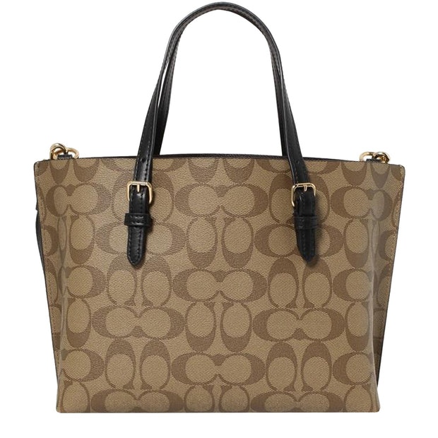 Coach Mollie Tote Bag 25 In Signature Canvas in Khaki/ Black C4250