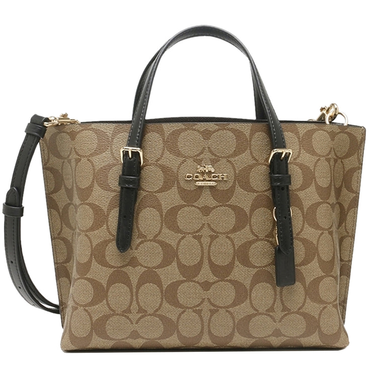 Coach Mollie Tote Bag 25 In Signature Canvas in Khaki/ Black C4250