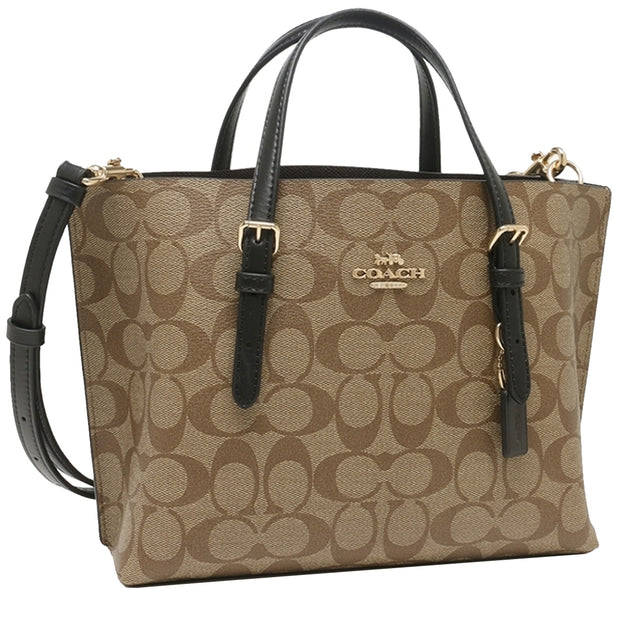 Coach Mollie Tote Bag 25 In Signature Canvas in Khaki/ Black C4250