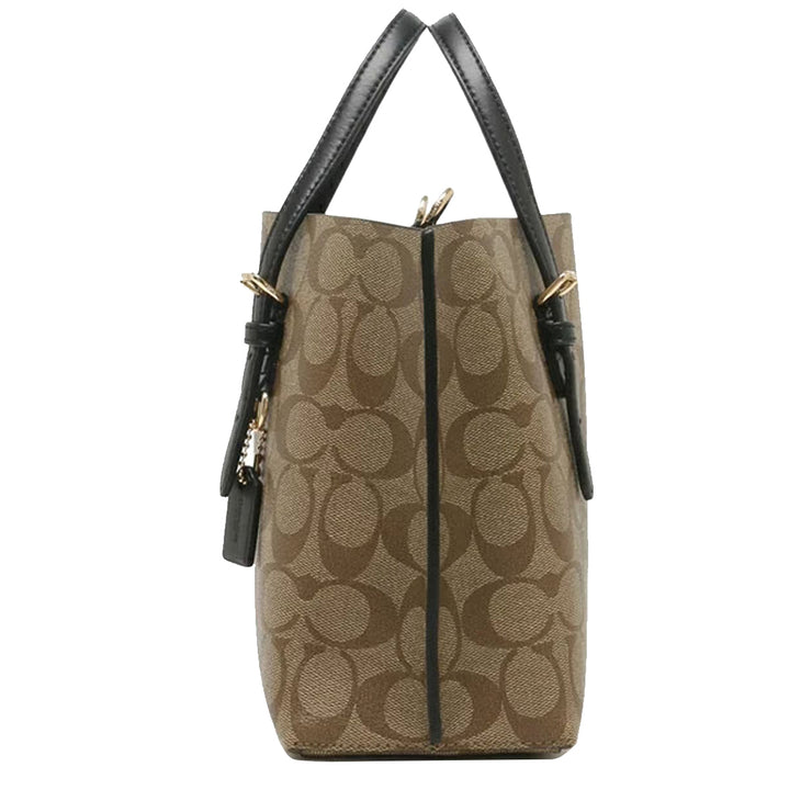 Coach Mollie Tote Bag 25 In Signature Canvas in Khaki/ Black C4250